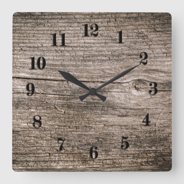 Horloge Carrée Anciennes planches en bois (Recto)