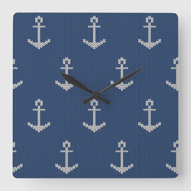 Horloge Carrée Ancre de la mer de Knit (Recto)