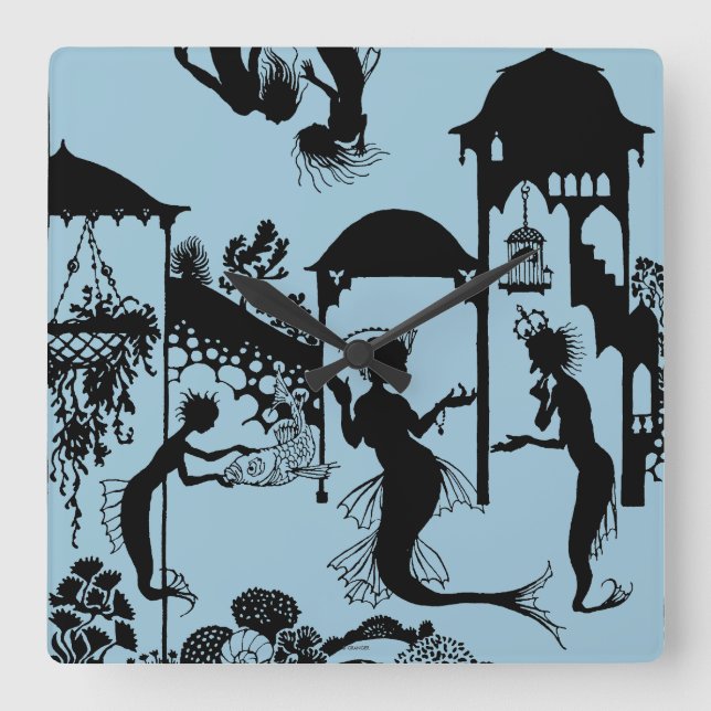 Horloge Carrée Andersen : Little Mermaid Silhouette (Recto)
