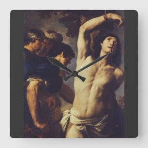 Horloge Carrée Andrea Vaccaro : Saint Sébastien Baroque Beaux-Art