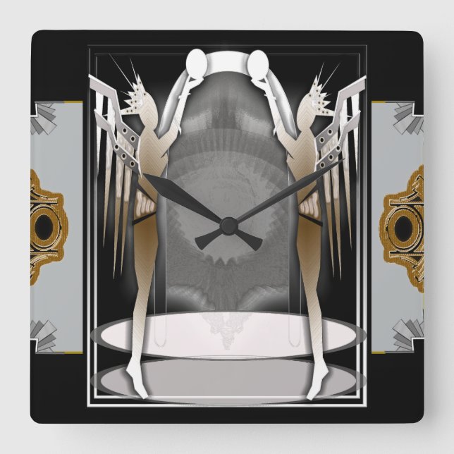 Horloge Carrée ange déco (Recto)