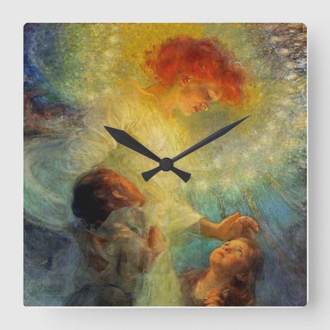 Horloge Carrée « Ange gardien » de Franz Dvorak (Recto)