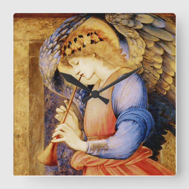 Horloge Carrée « Ange jouant du flageolet » d'Edward Burne-Jones (Recto)