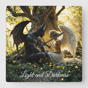 Horloge Carrée Angel Demon design surnaturel