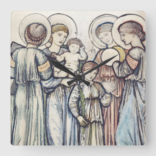 Horloge Carrée Anges et Enfants par Sir Edward Burne-Jones
