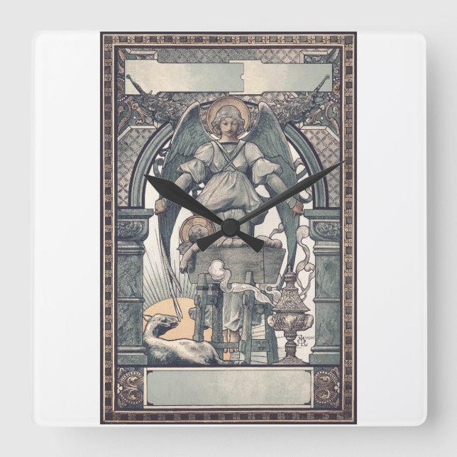 Horloge Carrée Anges gardiens avec l'enfant Jésus (Recto)