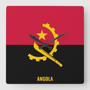Horloge Carrée Angola Drapeau éblouissant patriotique