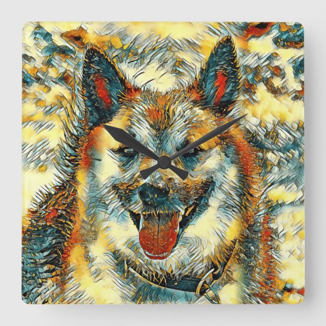 Horloge Carrée AnimalArt_Dog_004 (Recto)