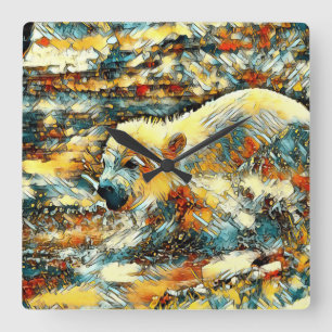 Horloge Carrée AnimalArt_Ours_010