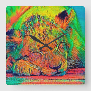 Horloge Carrée AnimalColor_Lion_002