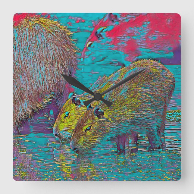 Horloge Carrée AnimalMix_Capybara_005 (Recto)
