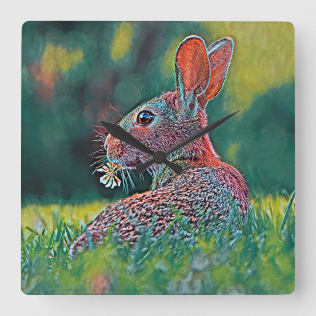 Horloge Carrée AnimalMix_Rabbit_048 (Recto)