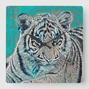 Horloge Carrée AnimalMix_Tiger_046
