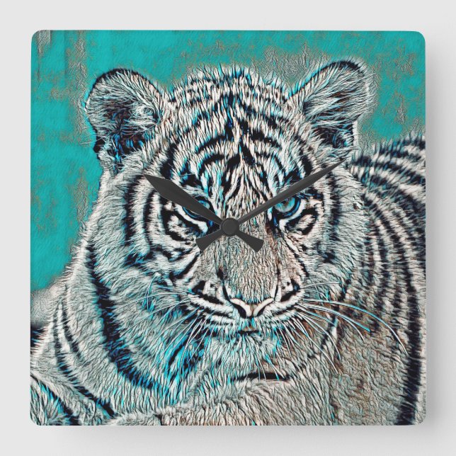 Horloge Carrée AnimalMix_Tiger_046 (Recto)