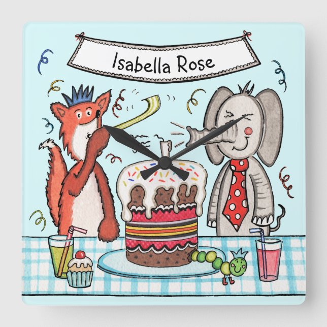 Horloge Carrée Animals Wall Clock (Recto)