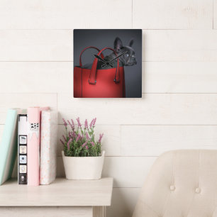 Horloge Carrée Animaux de bébés cutest   French Bulldog Red Hand