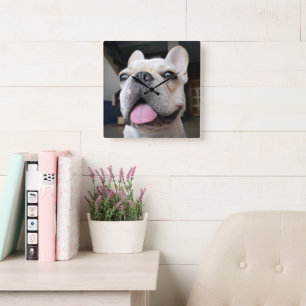 Horloge Carrée Animaux de bébés cutest   Le visage de Bulldog