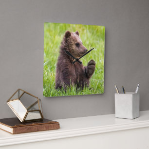 Horloge Carrée Animaux de bébés cutest Vague d'ours Brown