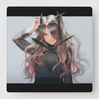 Horloge Carrée Anime girl #4