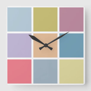 Horloge Carrée Ann Arbor Pastel Chalk Carrés