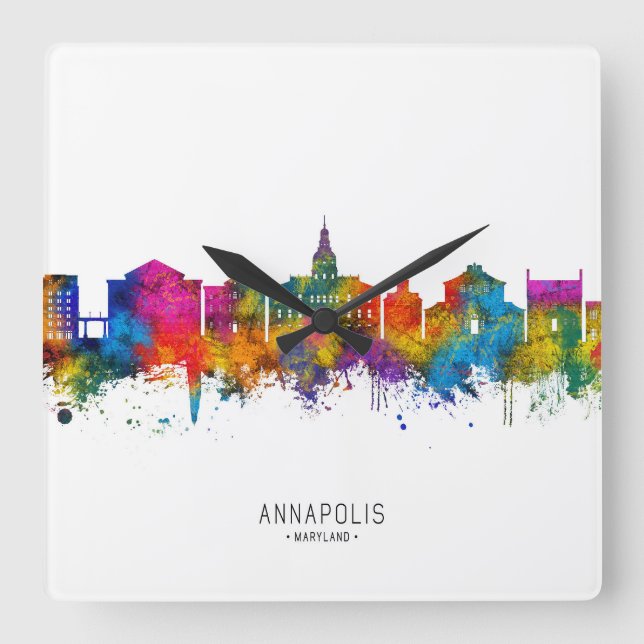 Horloge Carrée Annapolis Maryland Skyline (Recto)