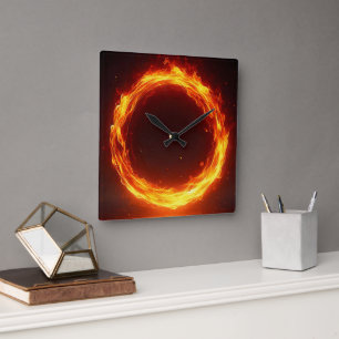 Horloge Carrée anneau de feu