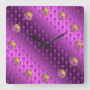 Horloge Carrée Année du Coq de Feu