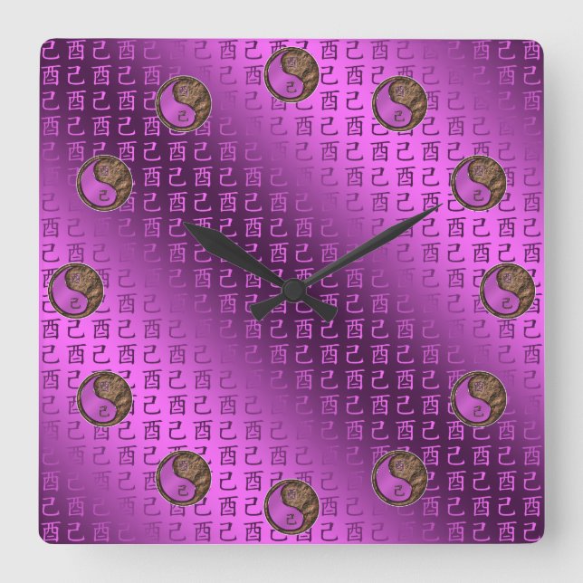 Horloge Carrée Année du Coq de Terre (Recto)