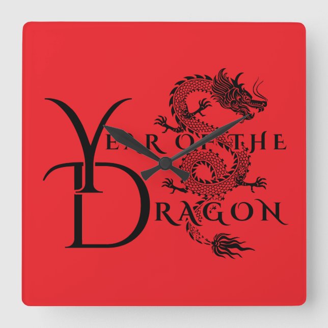 Horloge Carrée Année du dragon (Recto)