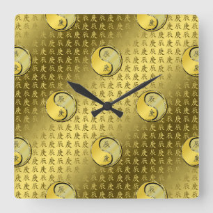 Horloge Carrée Année du Dragon de Métal