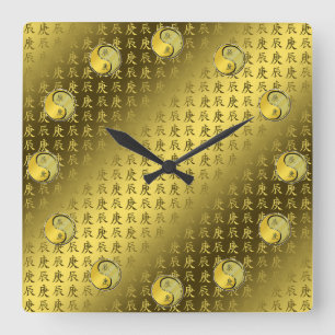 Horloge Carrée Année du Dragon de Métal
