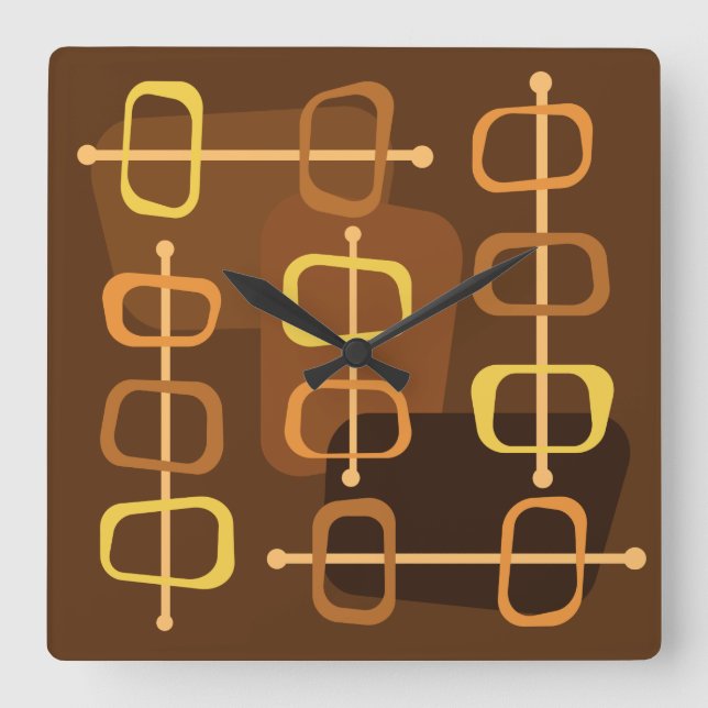 Horloge Carrée Années 1950 Abstrait Art Hollow Rocks Brown (Recto)