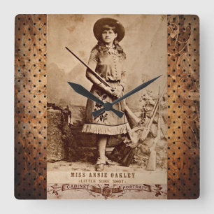 Horloge Carrée Annie Oakley Sepia