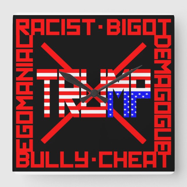 Horloge Carrée Anti Trump (Recto)