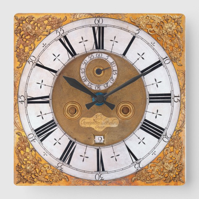 Horloge Carrée Antique 1700 Thomas Tompion Imprimer (Recto)
