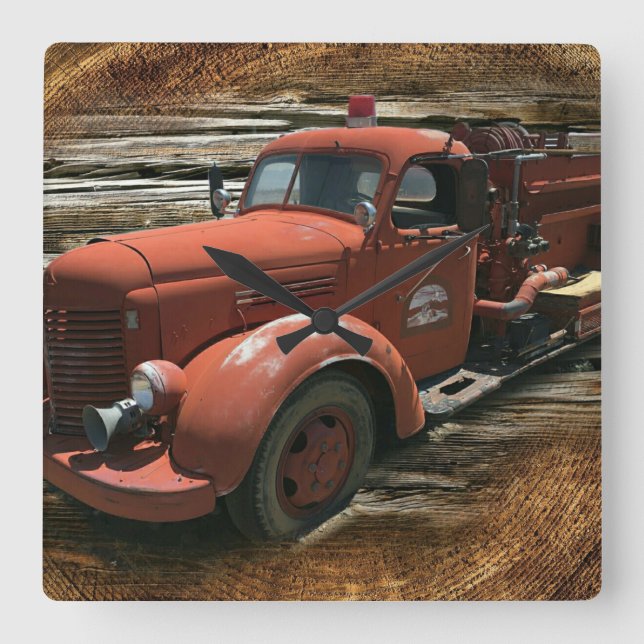 Horloge Carrée Antique Fire Truck Vintage Fire (Recto)