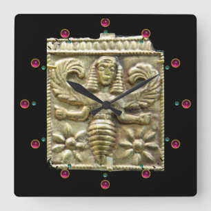 HORLOGE CARRÉE ANTIQUE GRECQUE HONEY BEE GODDESS