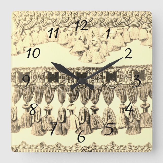Horloge Carrée Antique tassel et lace tribal (Recto)