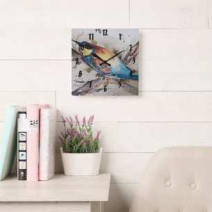 Horloge Carrée apiculteur coloré à l'aquarelle