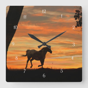 Horloge Carrée Appaloosa Cheval et Chêne