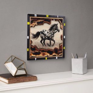 Horloge Carrée Appaloosa Prairie : Art, Temps, Style, Esprit