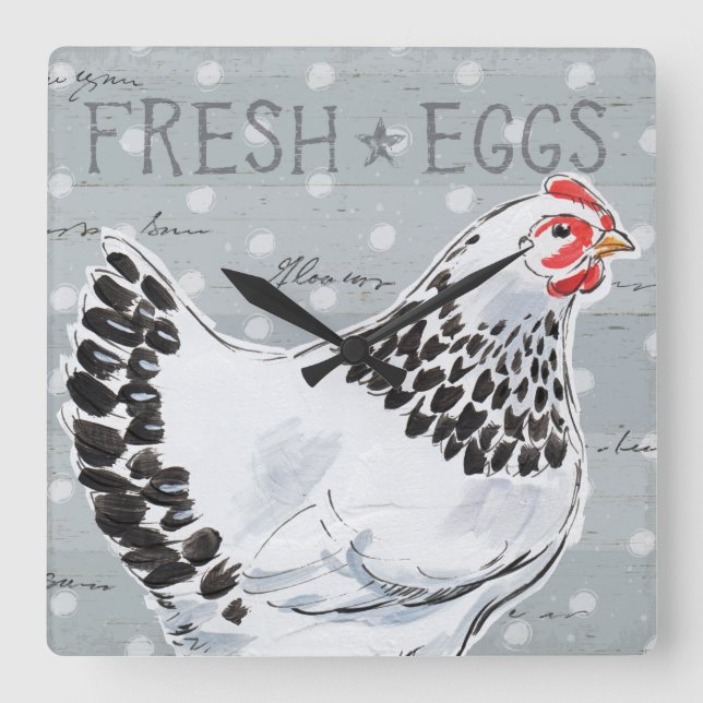 Horloge Carrée Appel II de coqs (Recto)