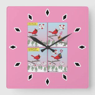 Horloge Carrée Appels de accouplement d'oiseaux modernes comique