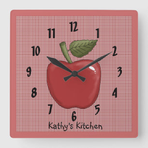 Horloge Carrée Apple (rouge)