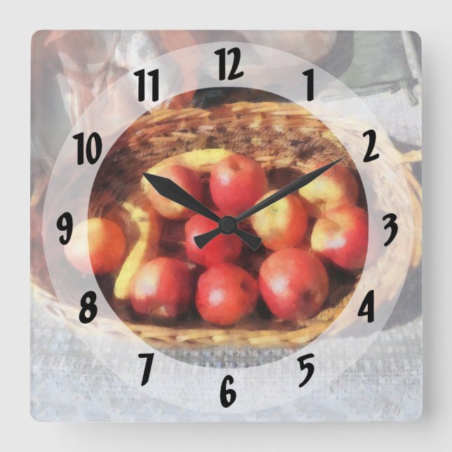 Horloge Carrée Apples and Bananas in Basket (Recto)