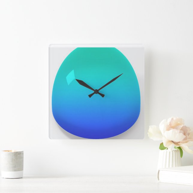 Horloge Carrée Aqua Blue (Maison)