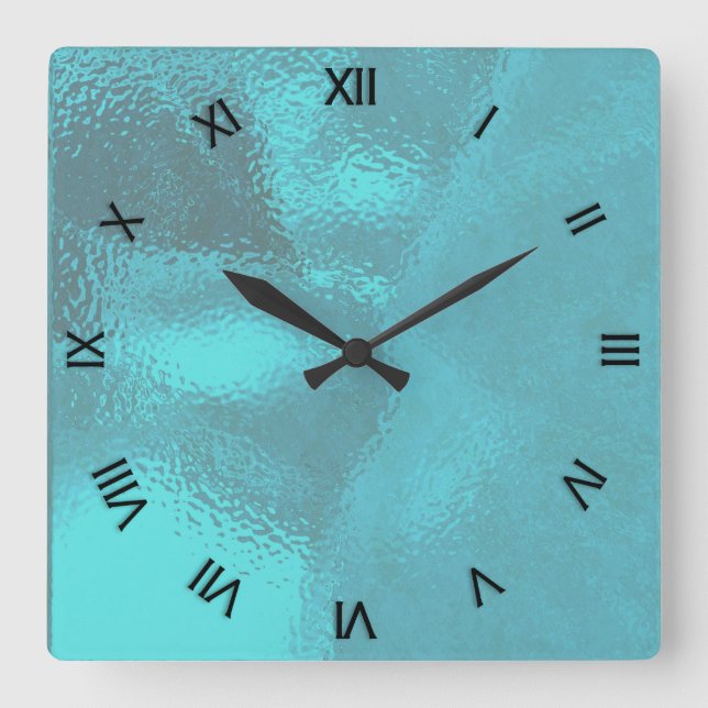 Horloge Carrée Aqua Blue Glass (Recto)