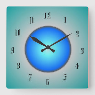 Horloge Carrée Aqua/Blue/Green Circle>Horloge murale