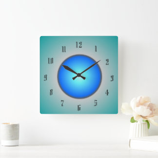 Horloge Carrée Aqua/Blue/Green Circle>Horloge murale