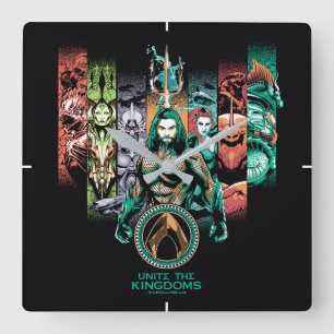 Horloge Carrée Aquaman   Graphique d'Atlanteans "Unite The Kingdo